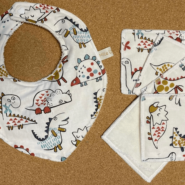 Bavoir + 5 lingettes lavables 